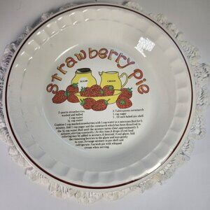 Manoir Collection Strawberry Pie Recipe Pie 10" Plate Stoneware made in Korea.